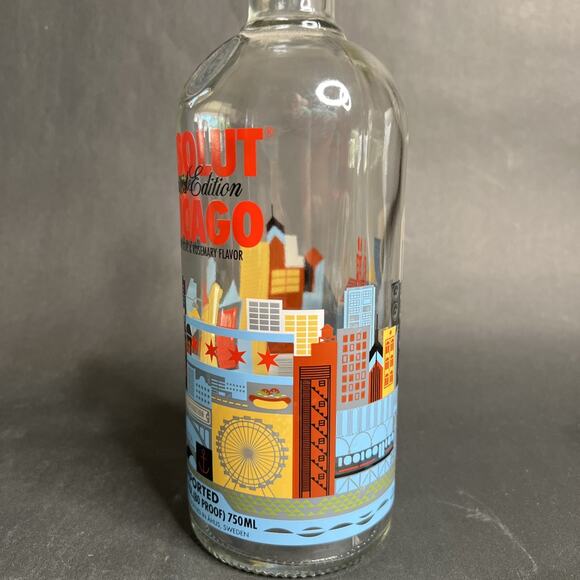 Absolut Chicago Bottle – 2013 Limited Edition Ross Bruggink Collab VTG Bar Decor - Picture 2 of 11